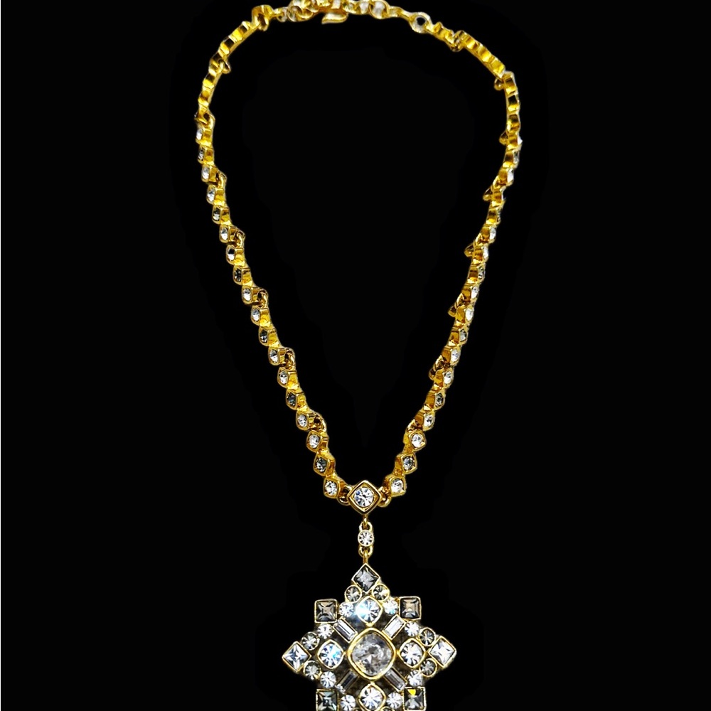 Vintage Monet Gold and Silver Crystal Necklace